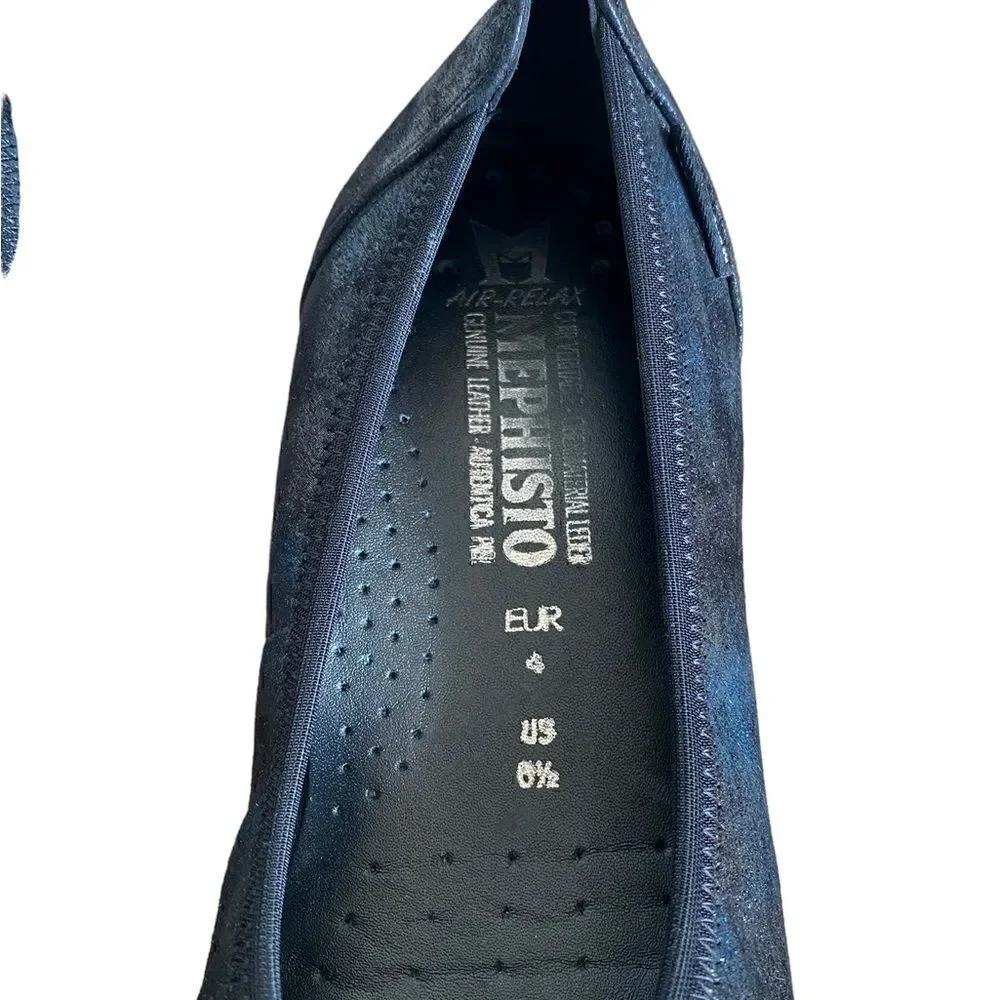 Mephisto Emilie Ballet Flats Petroleum Dark Blue Size 6.5